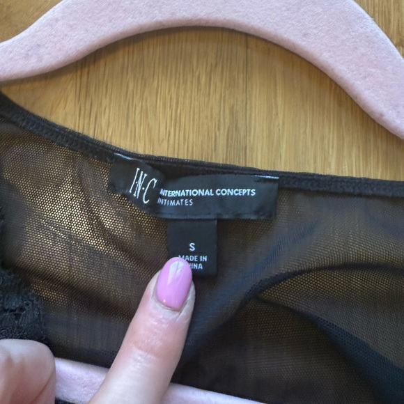 INC International Concepts Sheer Black Lace Top - Picture 4 of 14